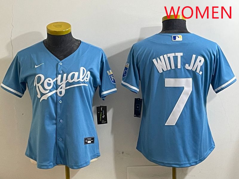 Women Kansas City Royals #7 Witt jr Light Blue Game 2025 Nike MLB Jersey style 3